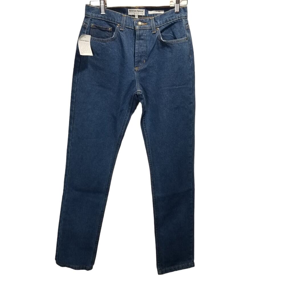 NWT AMERICAN APPAREL Jeans 30x33 The Slim Jean Button Fly Medium Wash Denim